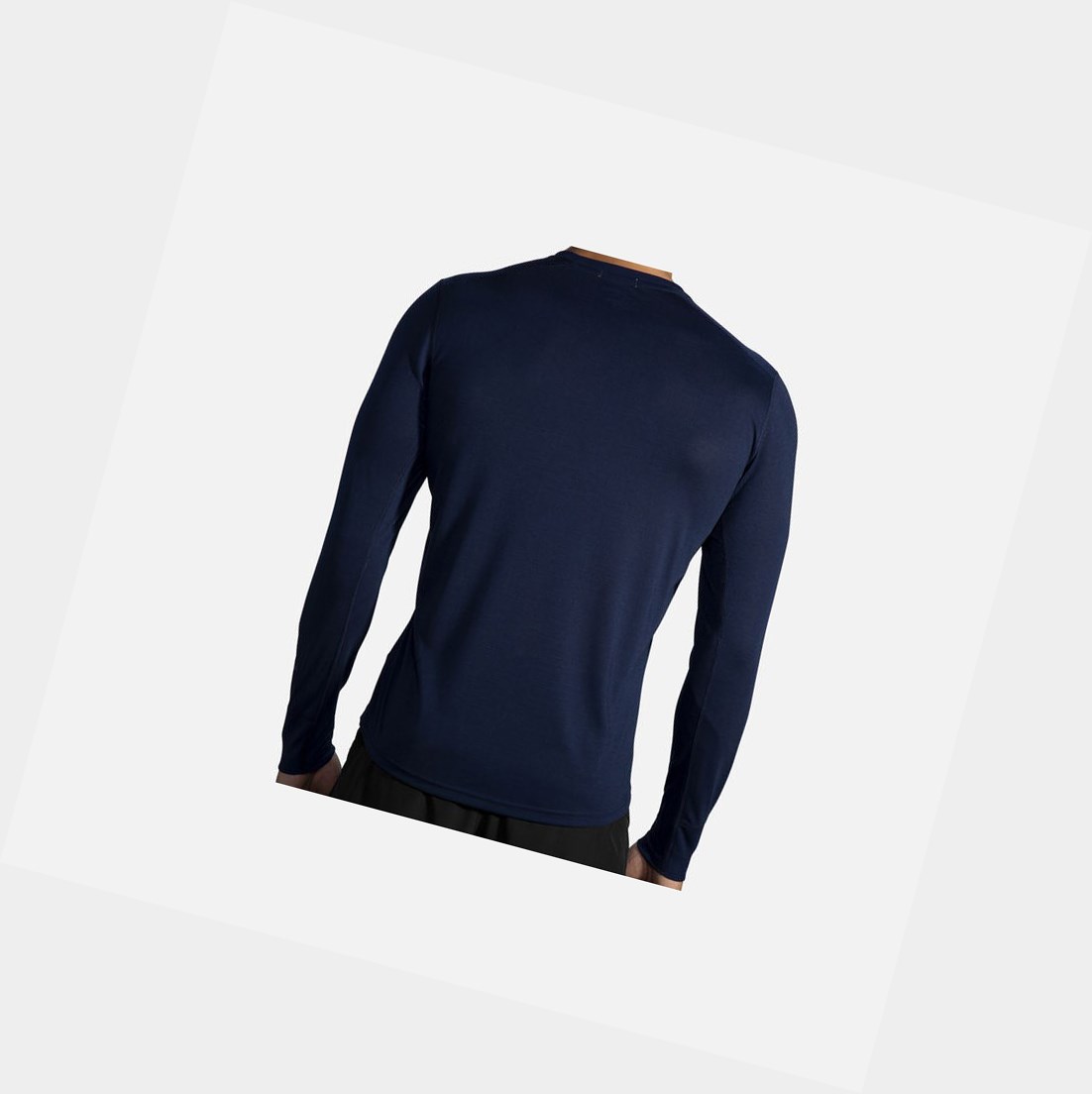 Hauts Brooks Distance Graphique Long Sleeve Homme Bleu Marine | CFTS79215