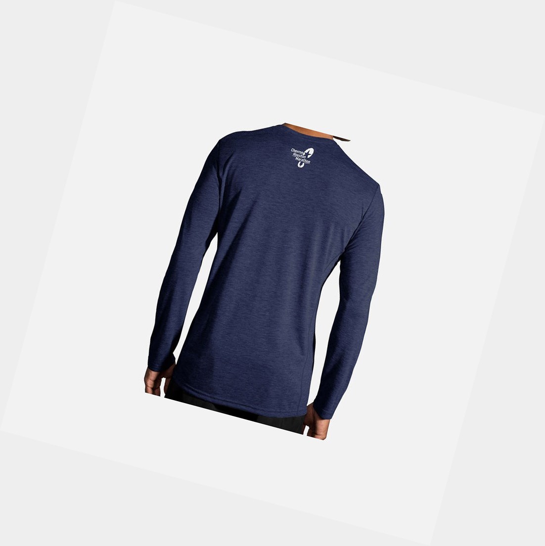 Hauts Brooks Distance Graphique Long Sleeve Homme Bleu Marine | GYPH58940