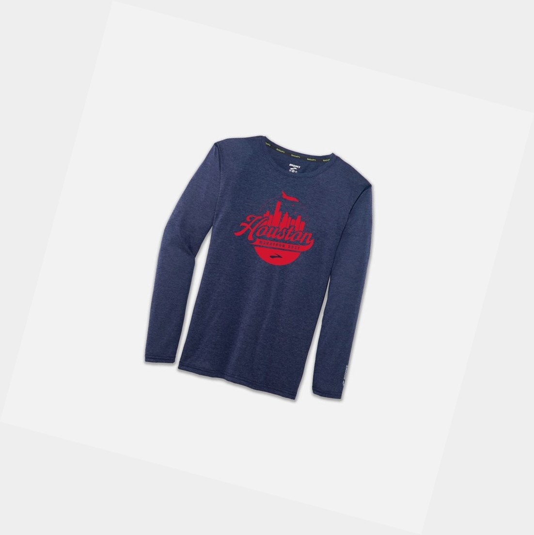 Hauts Brooks Distance Graphique Long Sleeve Homme Bleu Marine | GYPH58940
