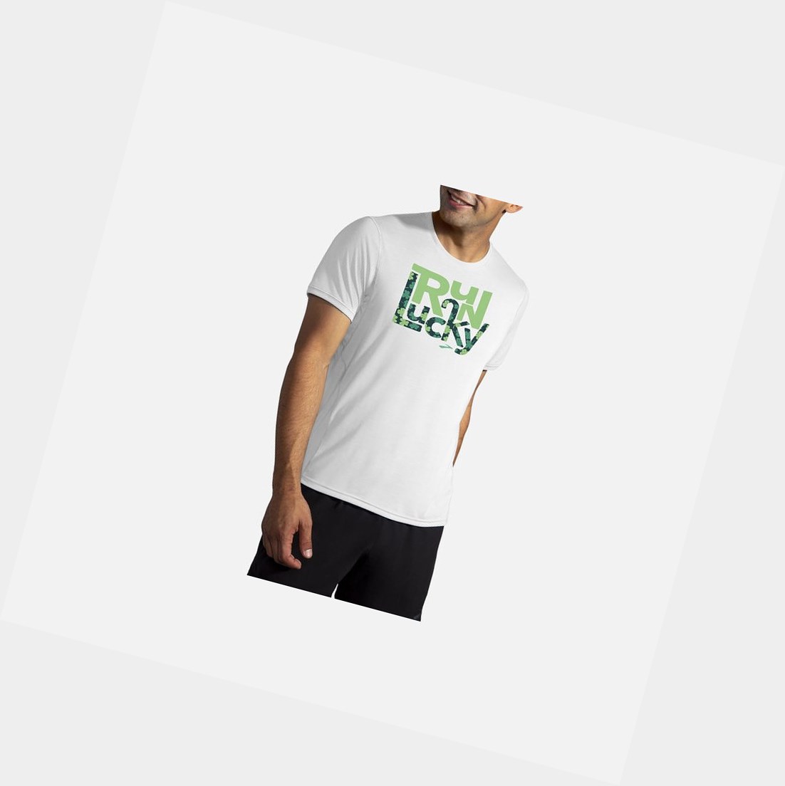 Hauts Brooks Distance Graphique Sleeve Homme Run Lucky / St. Patricks Day | DIXQ64238