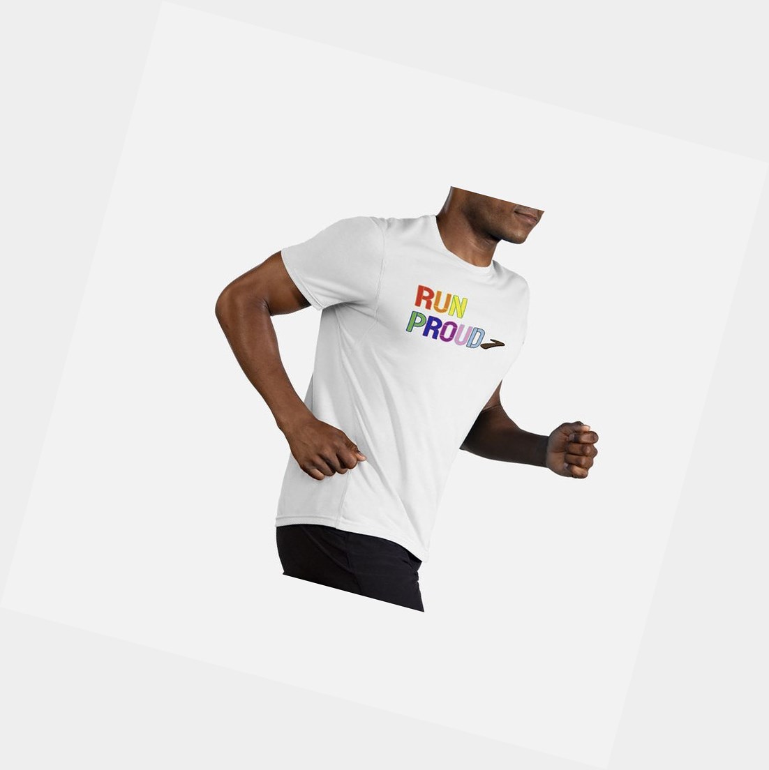 Hauts Brooks Distance Graphique Sleeve Homme Run Proud | RPZY35062