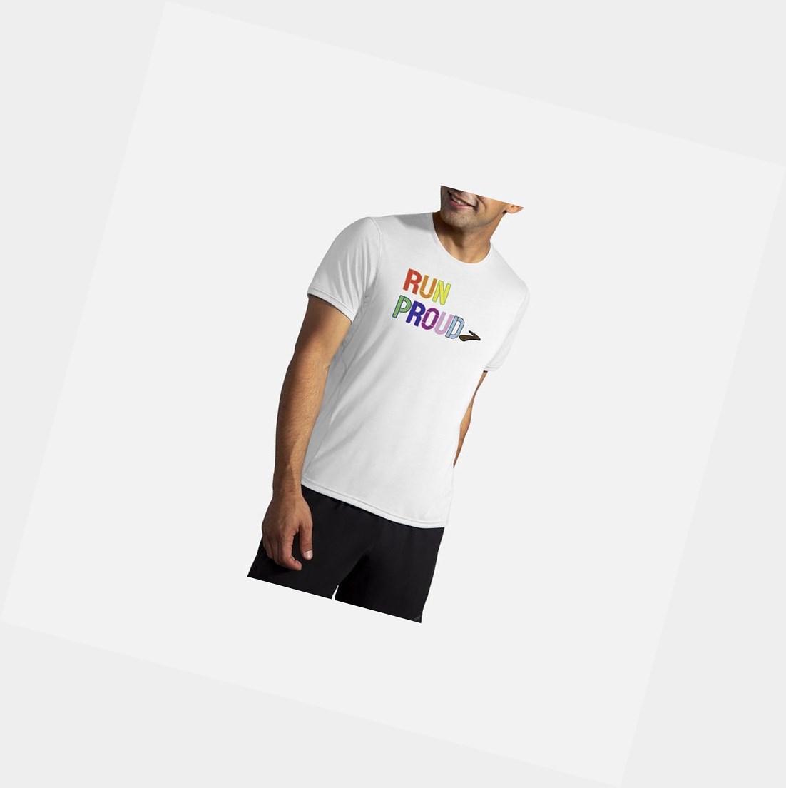 Hauts Brooks Distance Graphique Sleeve Homme Run Proud | RPZY35062