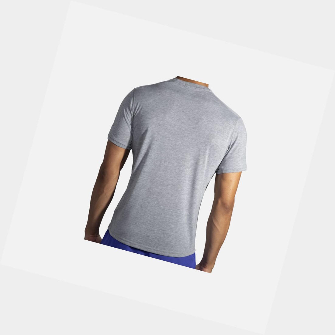 Hauts Brooks Distance Graphique Sleeve Homme Heather Ash / Stripe | UNFO16375