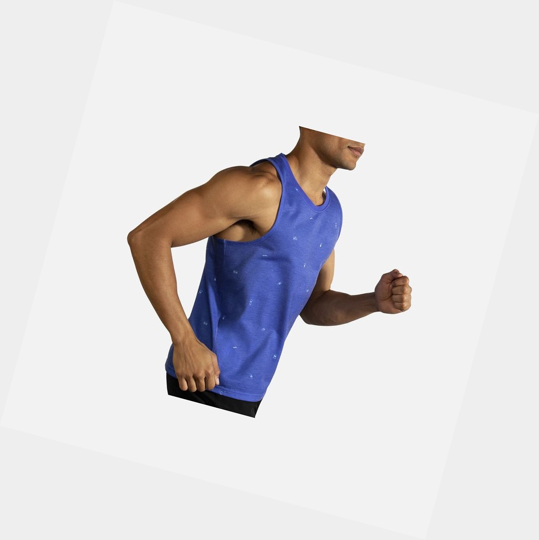 Hauts Brooks Distance Graphique Tank Homme Bleu | KTIZ17256