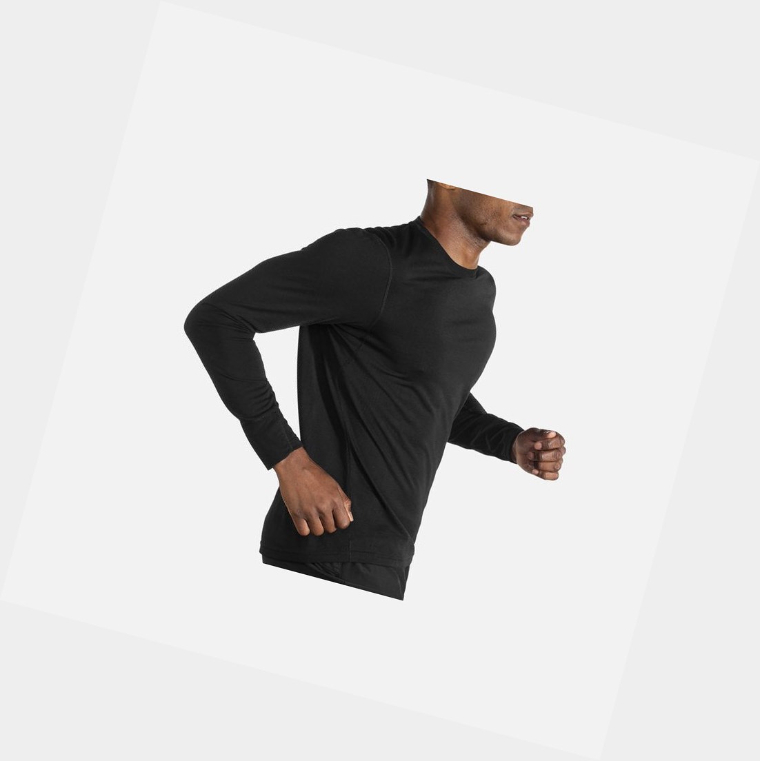 Hauts Brooks Distance Long Sleeve Homme Noir | FXOQ06478
