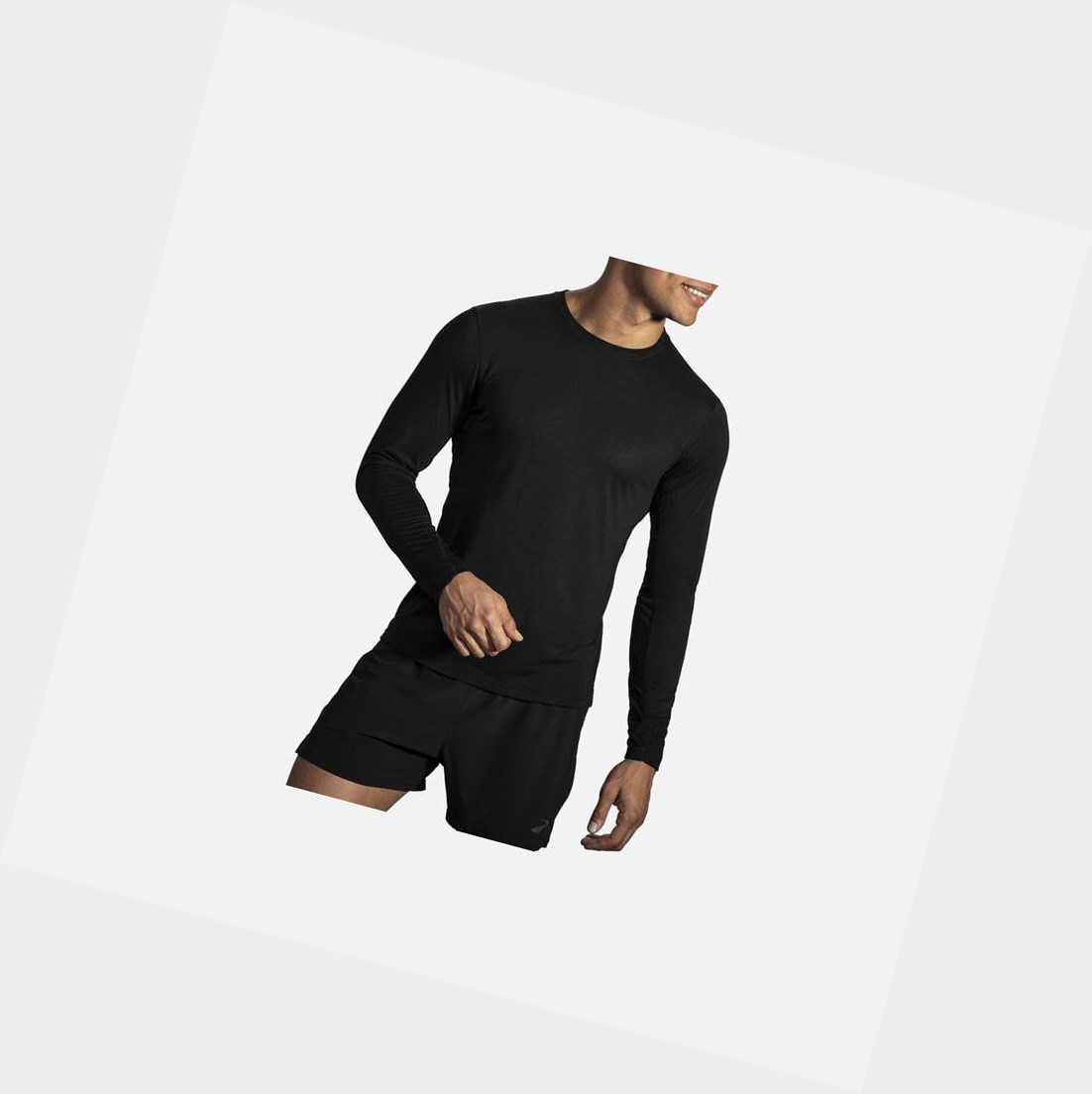 Hauts Brooks Distance Long Sleeve Homme Noir | FXOQ06478