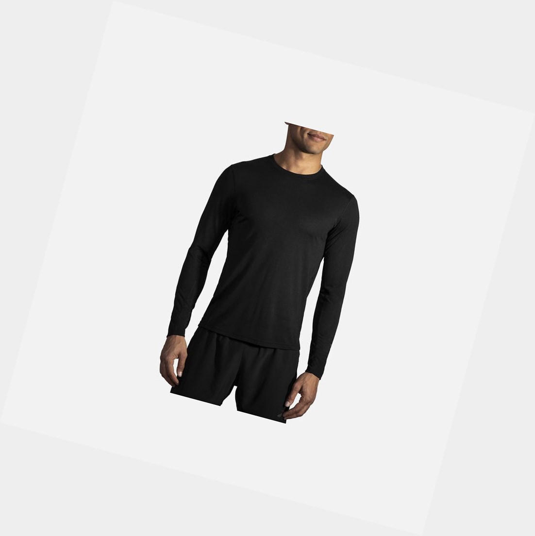 Hauts Brooks Distance Long Sleeve Homme Noir | FXOQ06478