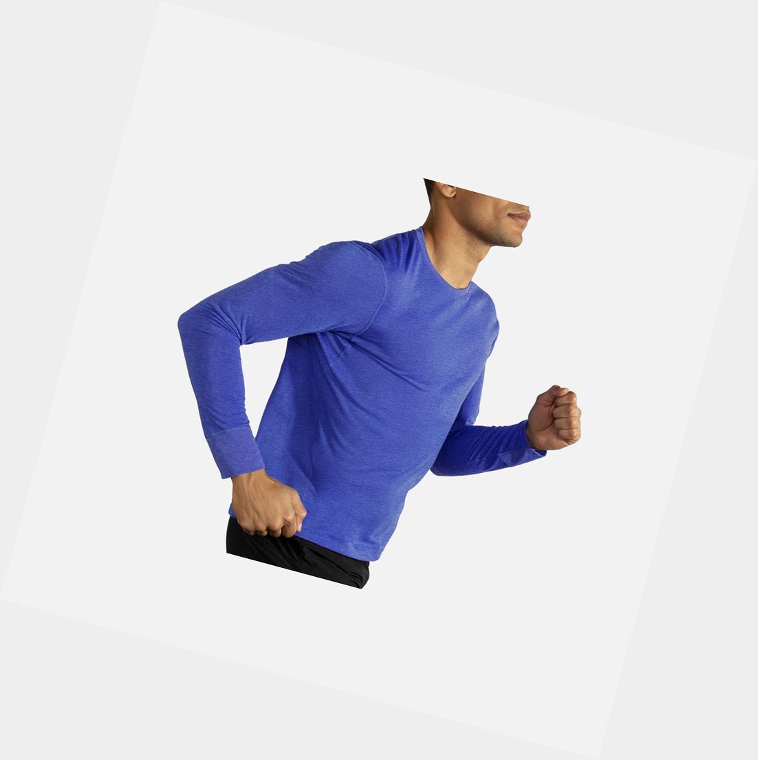 Hauts Brooks Distance Long Sleeve Homme Bleu | NTOW49603