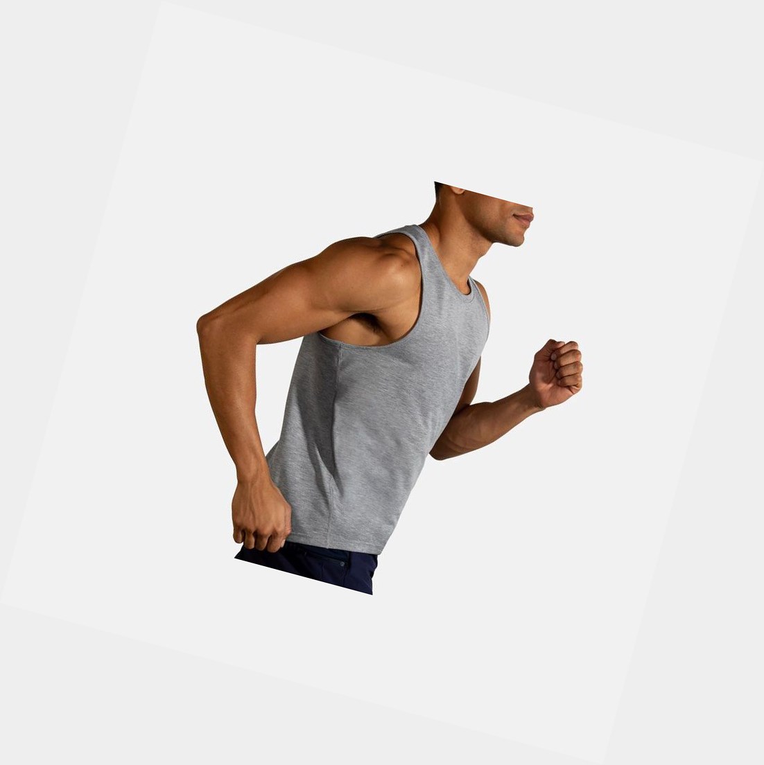 Hauts Brooks Distance Tank Homme Heather Ash | WXRI05397