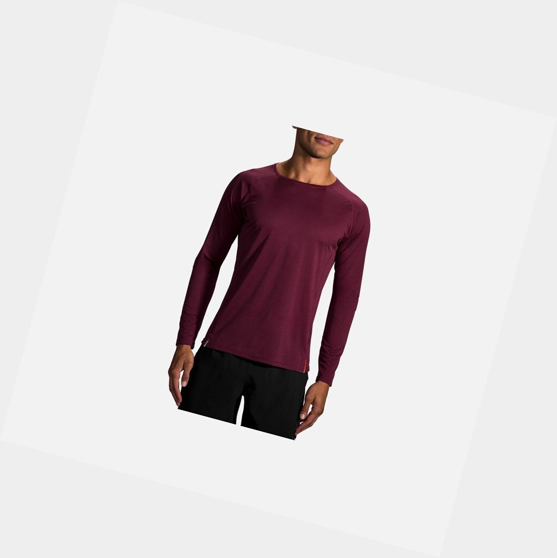 Hauts Brooks Ghost Long Sleeve Homme Heather Merlot | OXDY23408