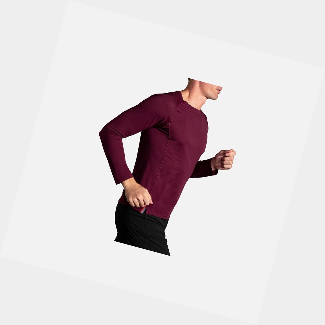 Hauts Brooks Ghost Long Sleeve Homme Heather Merlot | OXDY23408