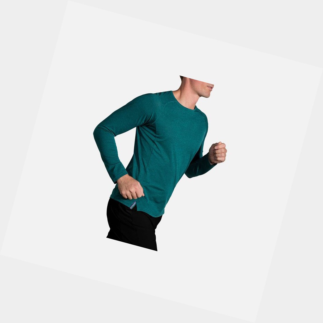 Hauts Brooks Ghost Long Sleeve Homme Heather Spruce | WPDH91847